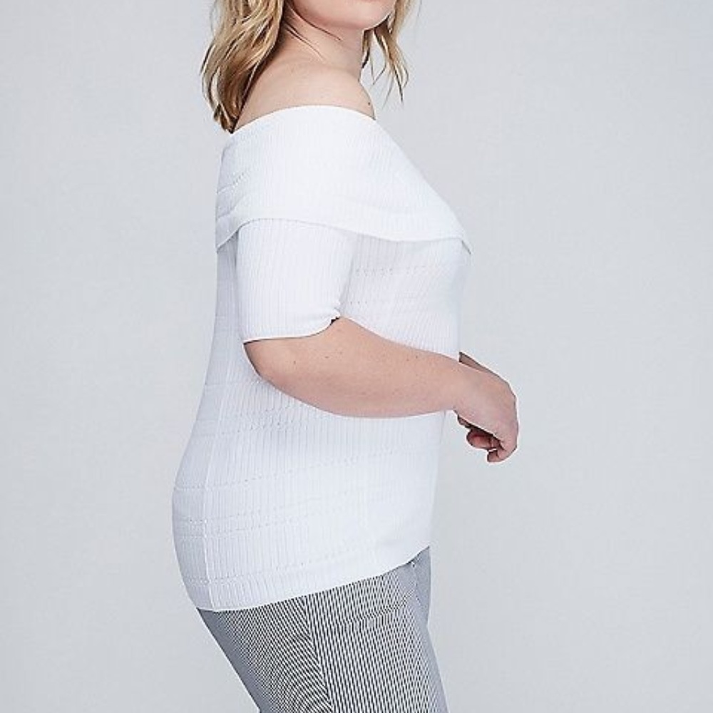 LANE BRYANT 3/4 SLEEVE OFF-THE-SHOULDER SWEATER A3 - Picture 6 of 8